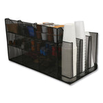 Network Collection 14-Compartment Coffee Cup and Condiment Countertop Organizer, 11.61 x 23.9 x 12.76, Black