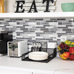 Network Collection Utensil, Napkin and Plate Countertop Organizer, 11.5 x 14.75 x 5.5, Metal, Black