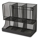 Network Collection 2-Tier 6-Compartment Coffee Cup and Condiment Countertop Organizer, 5 x 13 x 11.5, Black