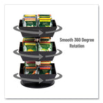 Anchor Collection 3-Tier 12-Compartment Tea and Condiment Carousel Countertop Organizer, 6.75 x 6.75 x 11.5, Black