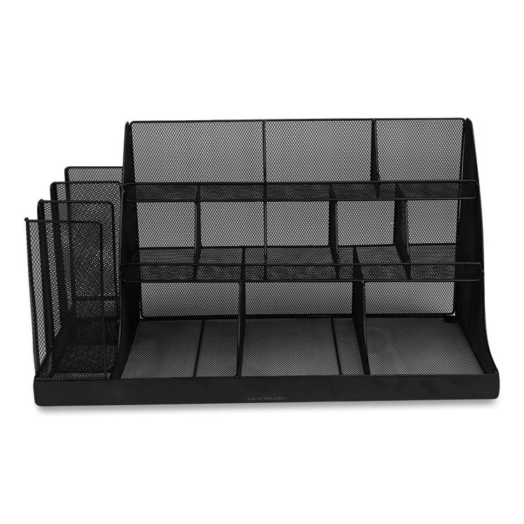 Network Collection 14-Compartment Coffee Cup and Condiment Countertop Organizer, 11.61 x 23.9 x 12.76, Black