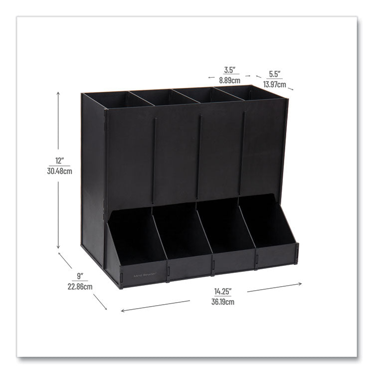 Anchor Collection 4-Compartment Single Serve Pod Countertop Dispenser, 14.25 x 9 x 12.15, Black