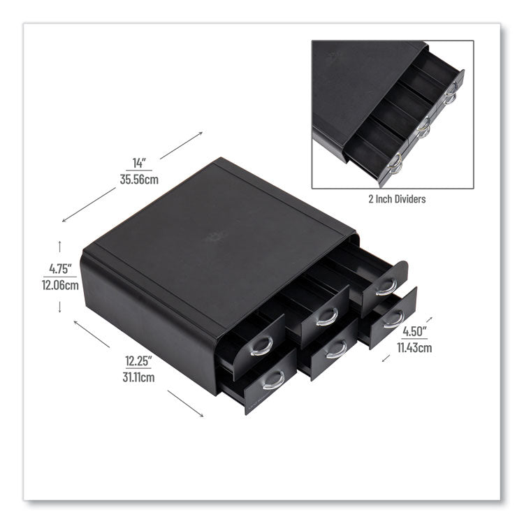 2-Tier 6-Drawer Single Serve Coffee Pod Drawer, 14 x 12.25 x 4.75, Black