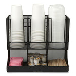Network Collection 2-Tier 6-Compartment Coffee Cup and Condiment Countertop Organizer, 5 x 13 x 11.5, Black