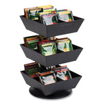 Anchor Collection 3-Tier 12-Compartment Tea and Condiment Carousel Countertop Organizer, 6.75 x 6.75 x 11.5, Black
