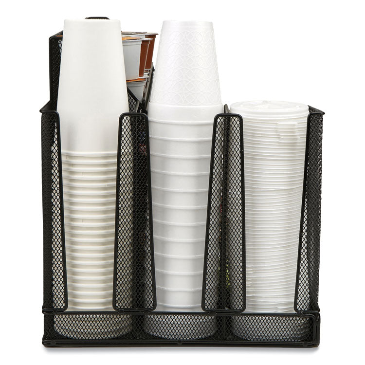 Network Collection 14-Compartment Coffee Cup and Condiment Countertop Organizer, 11.61 x 23.9 x 12.76, Black
