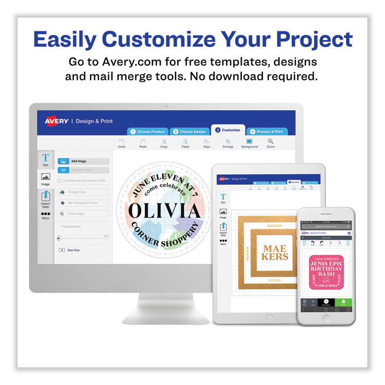 Vibrant Inkjet Color-Print Labels w/ Sure Feed, 1.5" dia, White, 400/PK