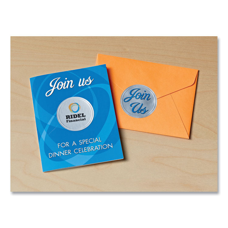 Round Labels, Inkjet Printers, 2" dia, Silver, 12/Sheet, 8 Sheets/Pack