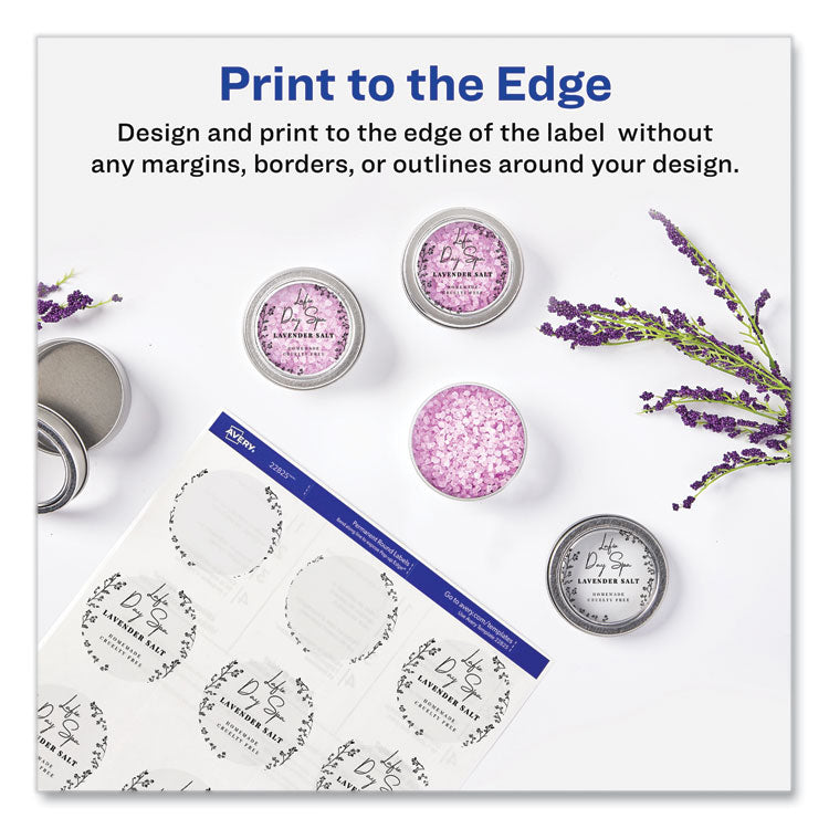 Round Print-To-The Edge Labels With Sure Feed And Easy Peel, 2" Dia, Glossy Clear, 120/pk