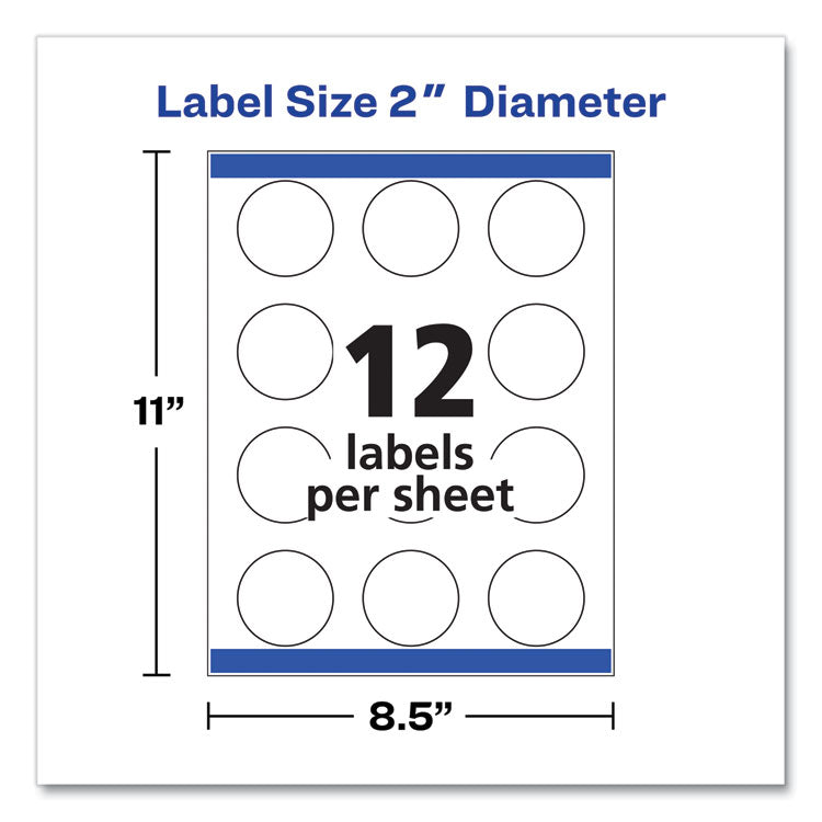 Round Print-To-The Edge Labels With Sure Feed And Easy Peel, 2" Dia, Glossy Clear, 120/pk