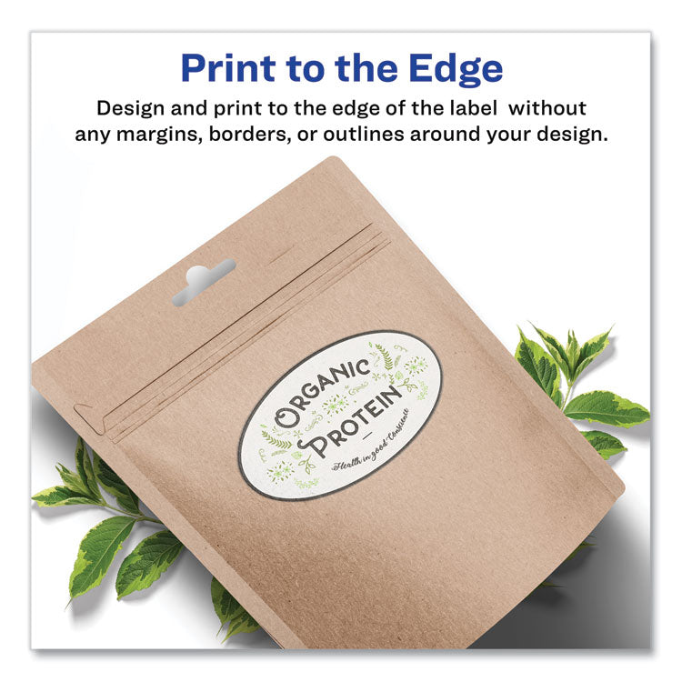 Oval Print-To-The-Edge Labels, 2 X 3.33, White, 8/sheet, 10 Sheets/pack