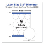 Durable White ID Labels w/ Sure Feed, 2.5" dia, White, 72/Pk