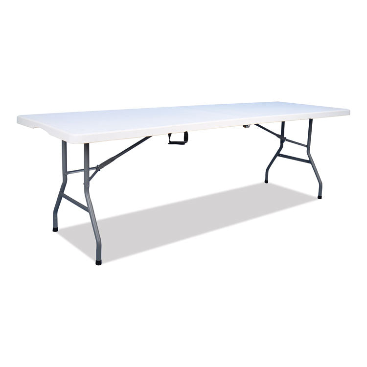 Bifold Resin Folding Table, Rectangular, 94.5" x 29.9" x 30", White Granite Top, Gray Base/Legs, 2/Pack