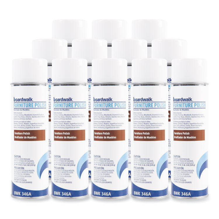 Furniture Polish, Lemon Scent, 19 oz Aerosol Spray, 12/Carton