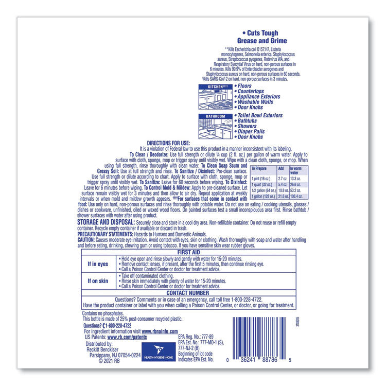 Clean and Fresh Multi-Surface Disinfectant Cleaner, Lavender and Orchid Essence, 144 oz Bottle