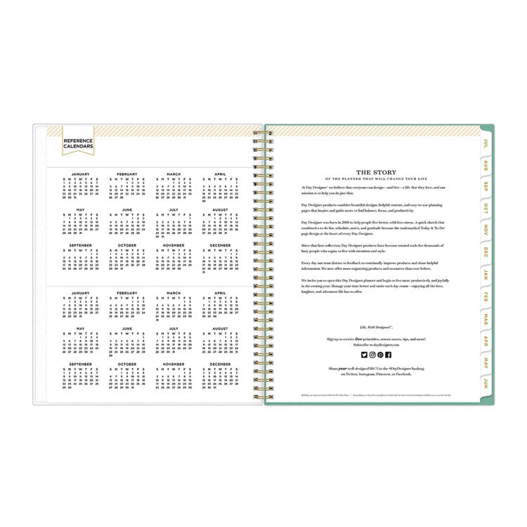 Day Designer Academic Year Weekly/Monthly Frosted Planner, Palms Artwork, 11 x 8.5, 12-Month (July to June): 2025 to 2026