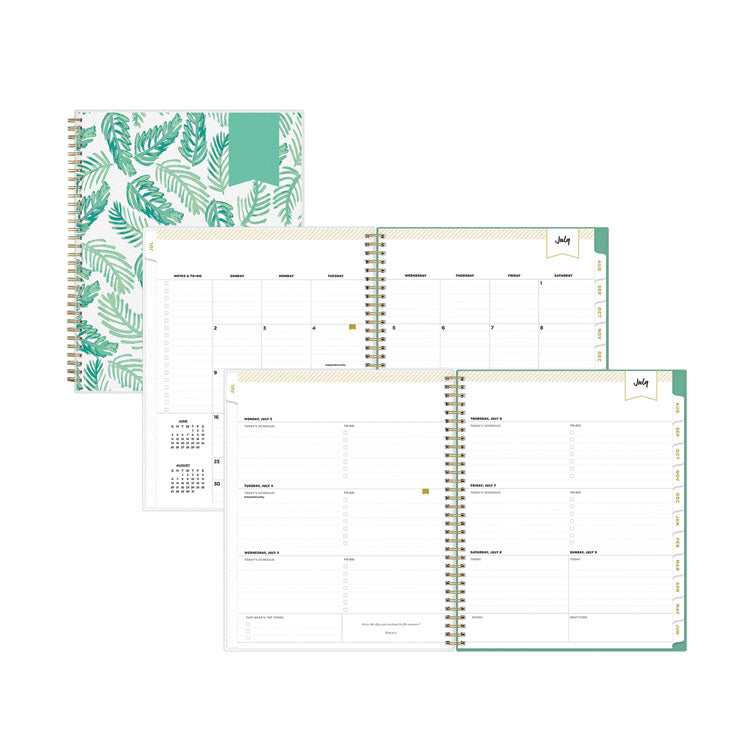 Day Designer Academic Year Weekly/Monthly Frosted Planner, Palms Artwork, 11 x 8.5, 12-Month (July to June): 2025 to 2026