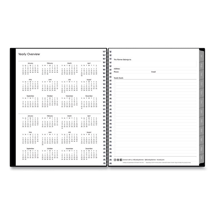 Enterprise Academic Weekly/Monthly Planner, 11 x 8.5, Black Cover, 12-Month (July to June): 2025 to 2026