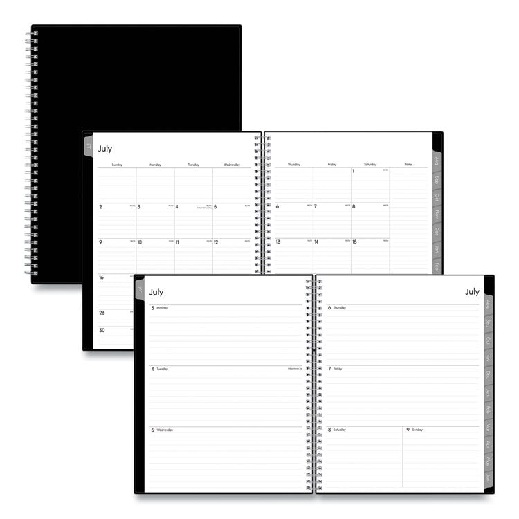 Enterprise Academic Weekly/Monthly Planner, 11 x 8.5, Black Cover, 12-Month (July to June): 2025 to 2026