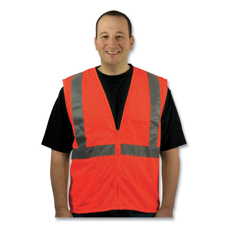 Zipper Safety Vest, 2X-Large, Hi-Viz Orange