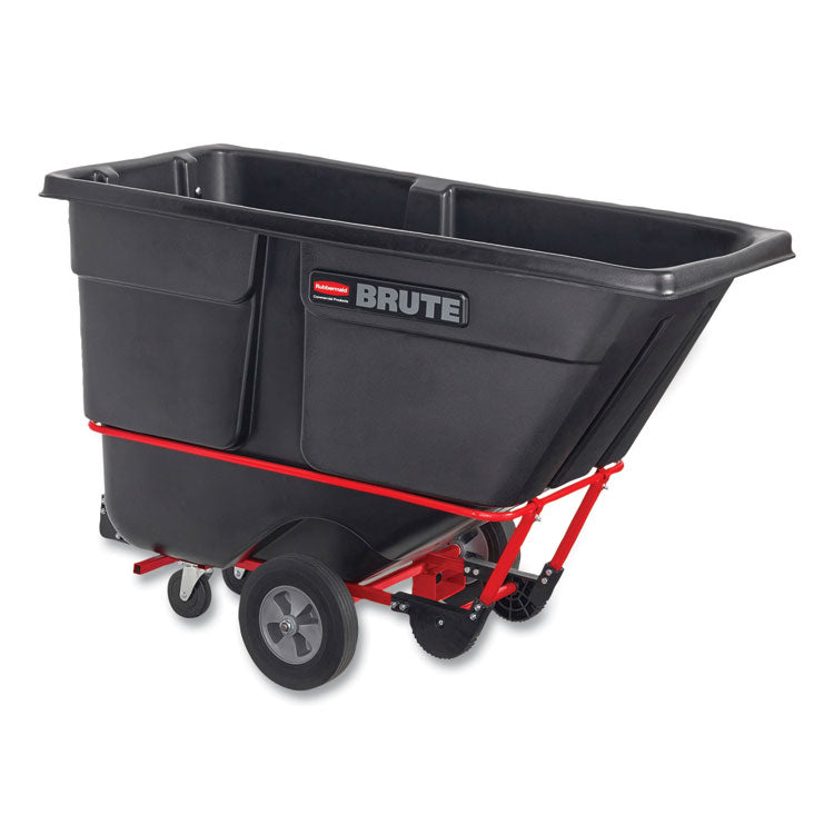 1 cu yd BRUTE Forkliftable Rotomolded Tilt Truck, Standard Duty, 1,250 lb Capacity, Black/Red