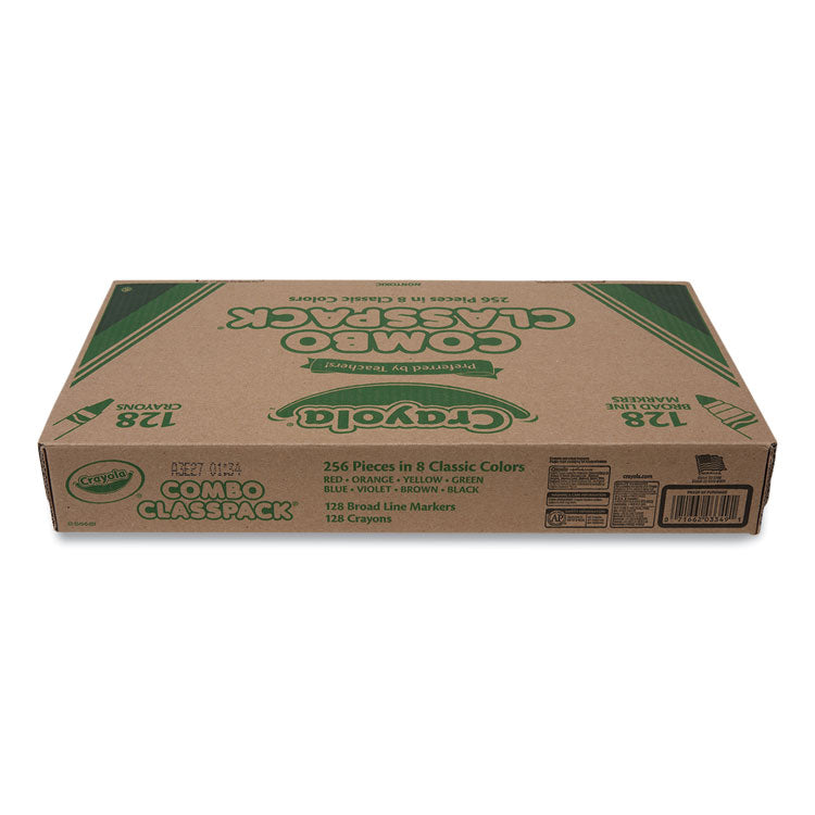 Crayons And Markers Combo Classpack, Eight Colors, 256/set