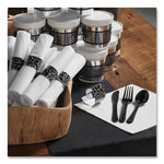 CaterWrap Heavyweight Cutlery Combo Kit, Fork/Knife/Napkin/Spoon, Plastic, Black, 100/Carton