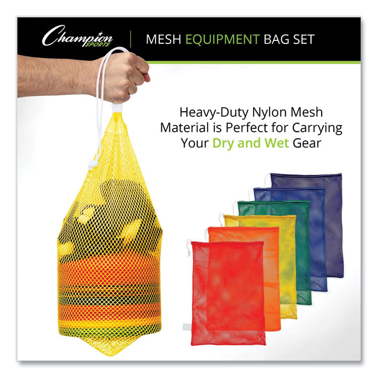 Heavy-Duty Mesh Bag, 12" X 18", Gold, Green, Orange, Purple, Royal Blue, Scarlet Red, 6/set