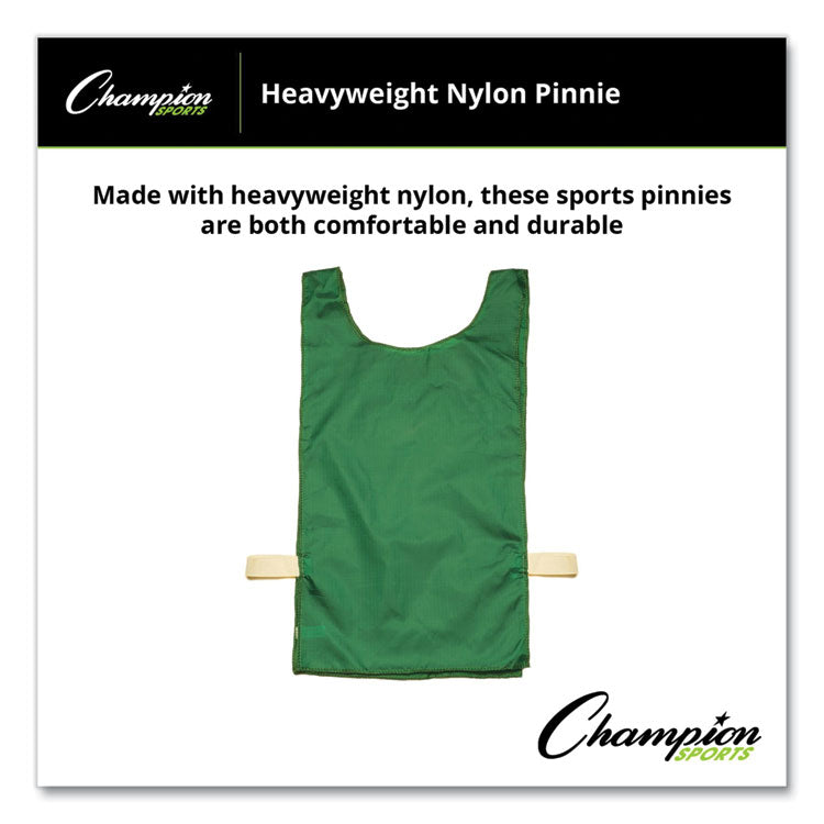 Heavyweight Pinnies, Nylon, One Size, Green, 1/Dozen