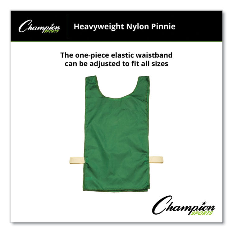 Heavyweight Pinnies, Nylon, One Size, Green, 1/Dozen