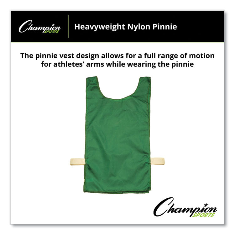 Heavyweight Pinnies, Nylon, One Size, Green, 1/Dozen
