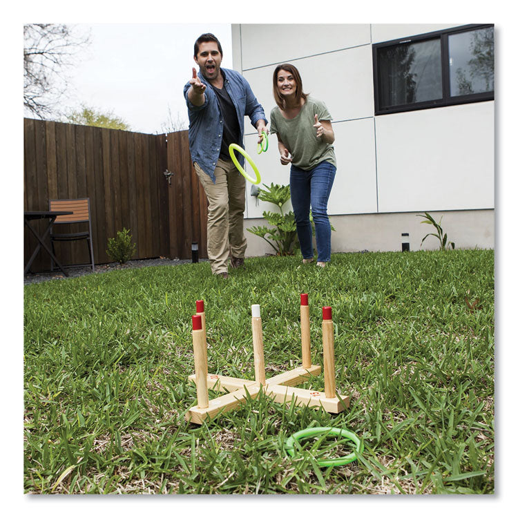 Ring Toss Set, Plastic/wood, Assorted Colors, 5 Pegs, 4 Rings