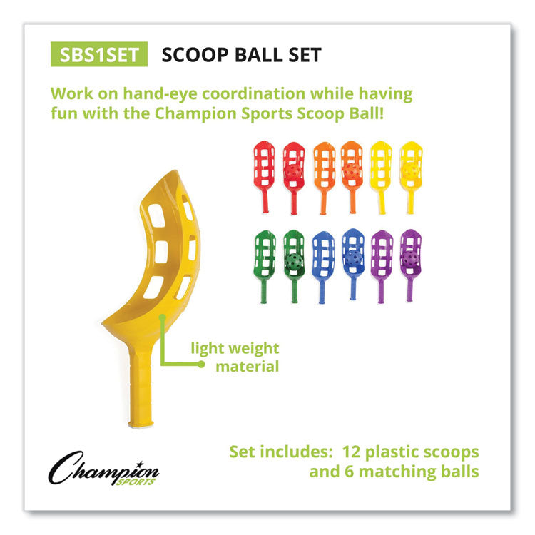 Scoop Ball Set, Plastic, Assorted Colors, 2 Scoops,1 Ball/set, 6/set