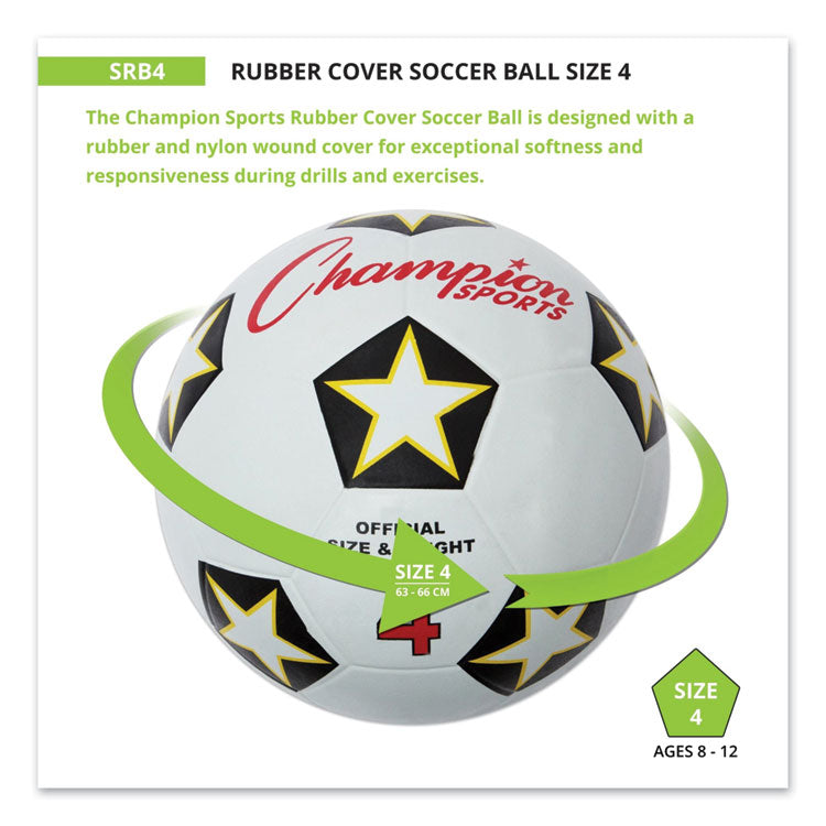 Rubber Sports Ball, Soccer, No. 4 Size, White/Black