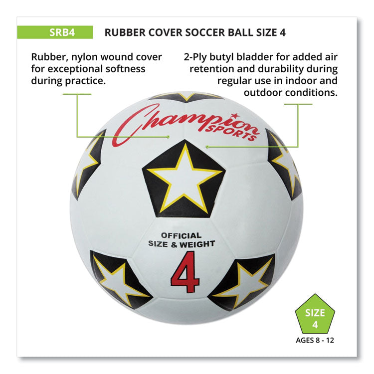 Rubber Sports Ball, Soccer, No. 4 Size, White/Black