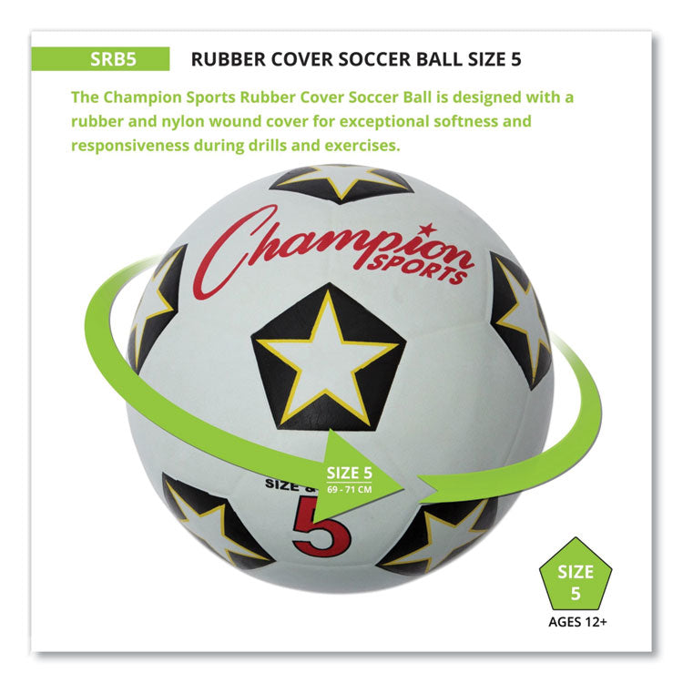 Rubber Sports Ball, Soccer, No. 5 Size, White/Black
