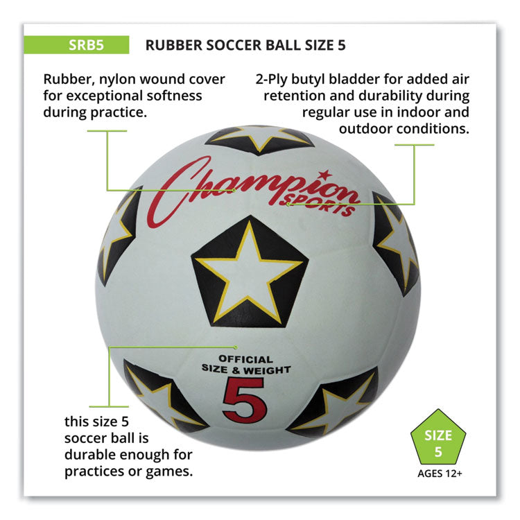 Rubber Sports Ball, Soccer, No. 5 Size, White/Black