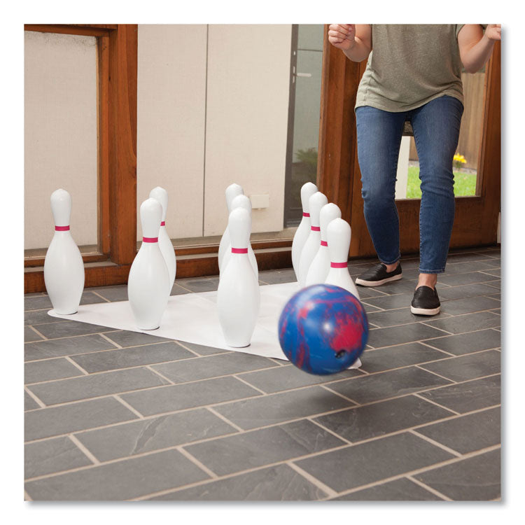 Bowling Set, Plastic/Rubber, White, 10 Bowling Pins, 1 Bowling Ball