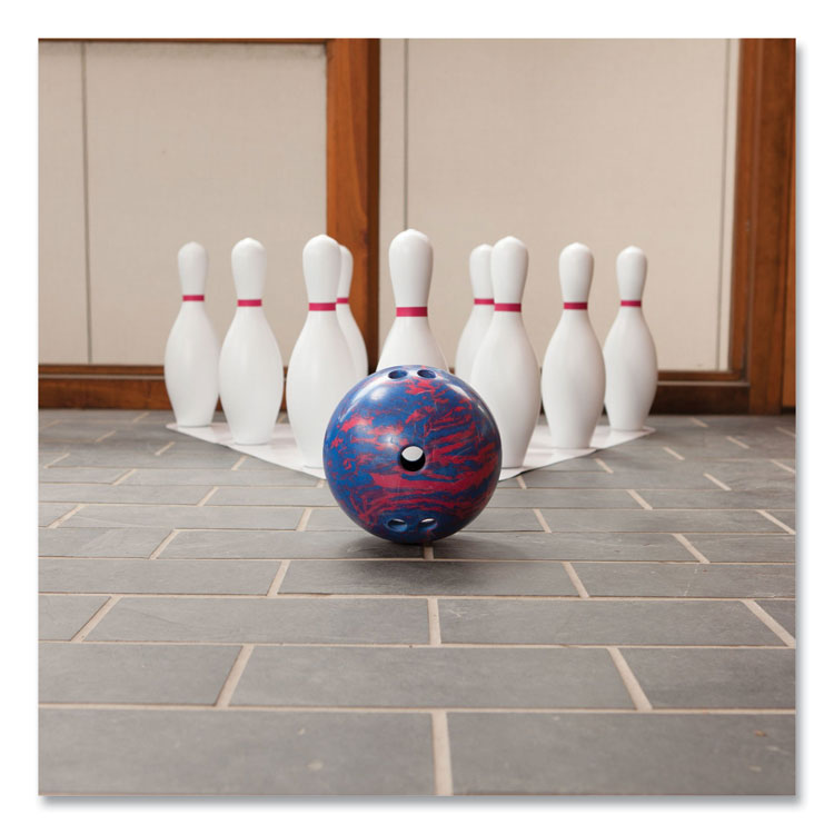 Bowling Set, Plastic/Rubber, White, 10 Bowling Pins, 1 Bowling Ball