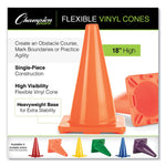 Hi-Visibility Vinyl Cones, 18" Tall, Fluorescent Orange, 10.63" x 10.63" Base