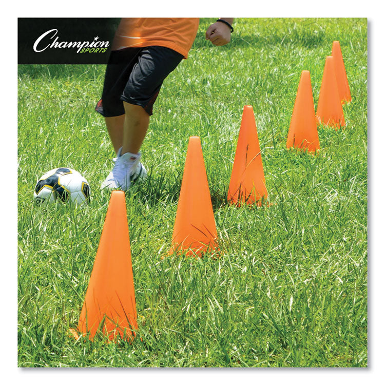 Hi-Visibility Vinyl Cones, 18" Tall, Fluorescent Orange, 10.63" x 10.63" Base