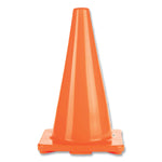 Hi-Visibility Vinyl Cones, 18" Tall, Fluorescent Orange, 10.63" x 10.63" Base