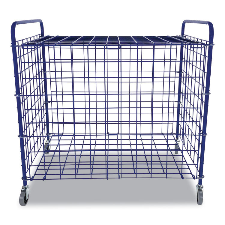 Lockable Ball Storage Cart, Fits Approximately 24 Balls, Metal, 37" x 22" x 20", Blue