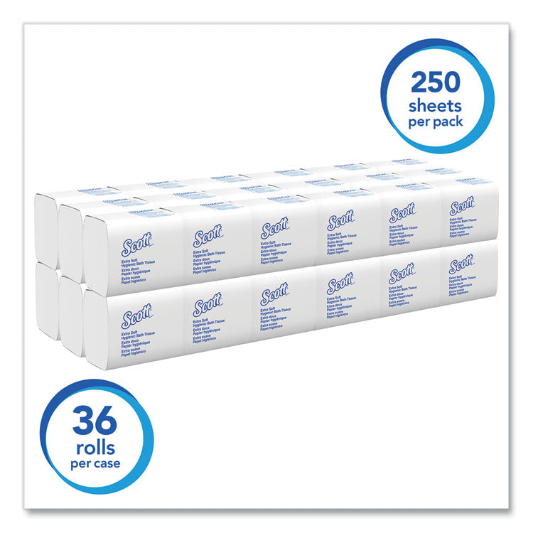 Hygienic Bath Tissue, Septic Safe, 2-Ply, White, 250/Pack, 36 Packs/Carton