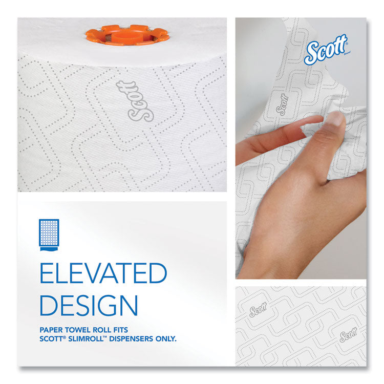 Slimroll Towels, 1-Ply, 8" x 580 ft, White/Orange Core, 6 Roll/Carton