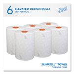 Slimroll Towels, 1-Ply, 8" x 580 ft, White/Orange Core, 6 Roll/Carton
