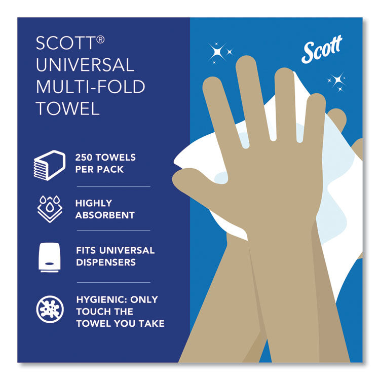 Essential Multi-Fold Towels, Standard Tier, Absorbency Pockets, 1-Ply, 9.2 x 9.4, White, 250/Pack, 16 Packs/Carton