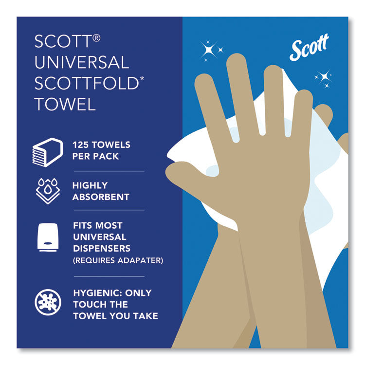 Pro Scottfold Towels, 1-Ply, 7.8 x 12.4, White, 175 Towels/Pack, 25 Packs/Carton