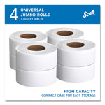 Essential JRT Jumbo Roll Bathroom Tissue, Septic Safe, 2-Ply, White, 3.55" x 1,000 ft, 4 Rolls/Carton