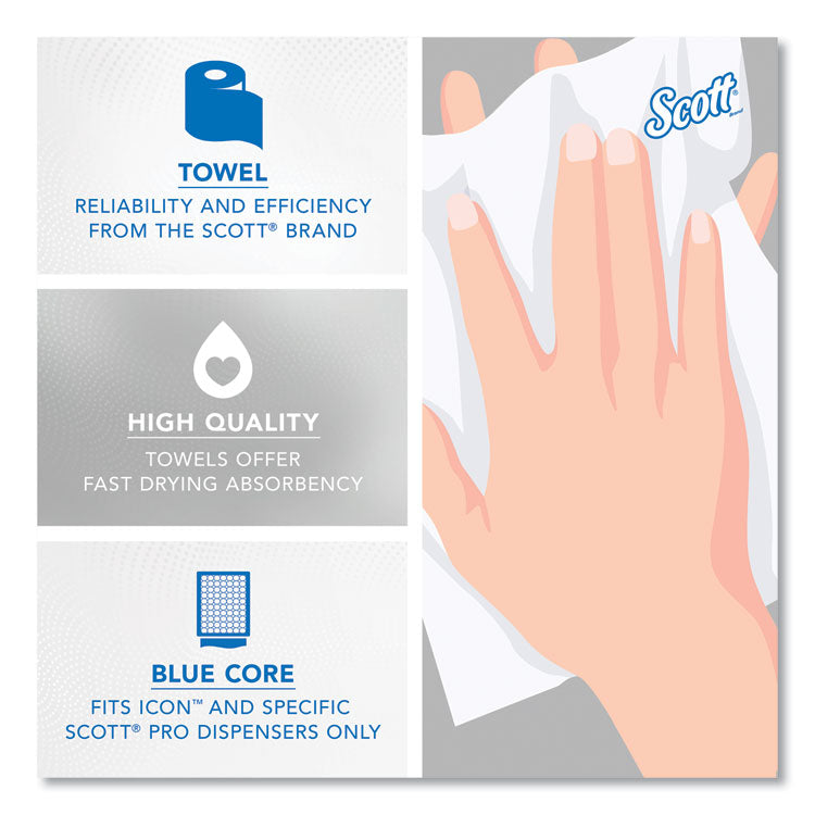 Pro Hard Roll Paper Towels with Absorbency Pockets, for Scott Pro Dispenser, Blue Core Only, 1-Ply, 7.5" x 900 ft, 6 Rolls/CT